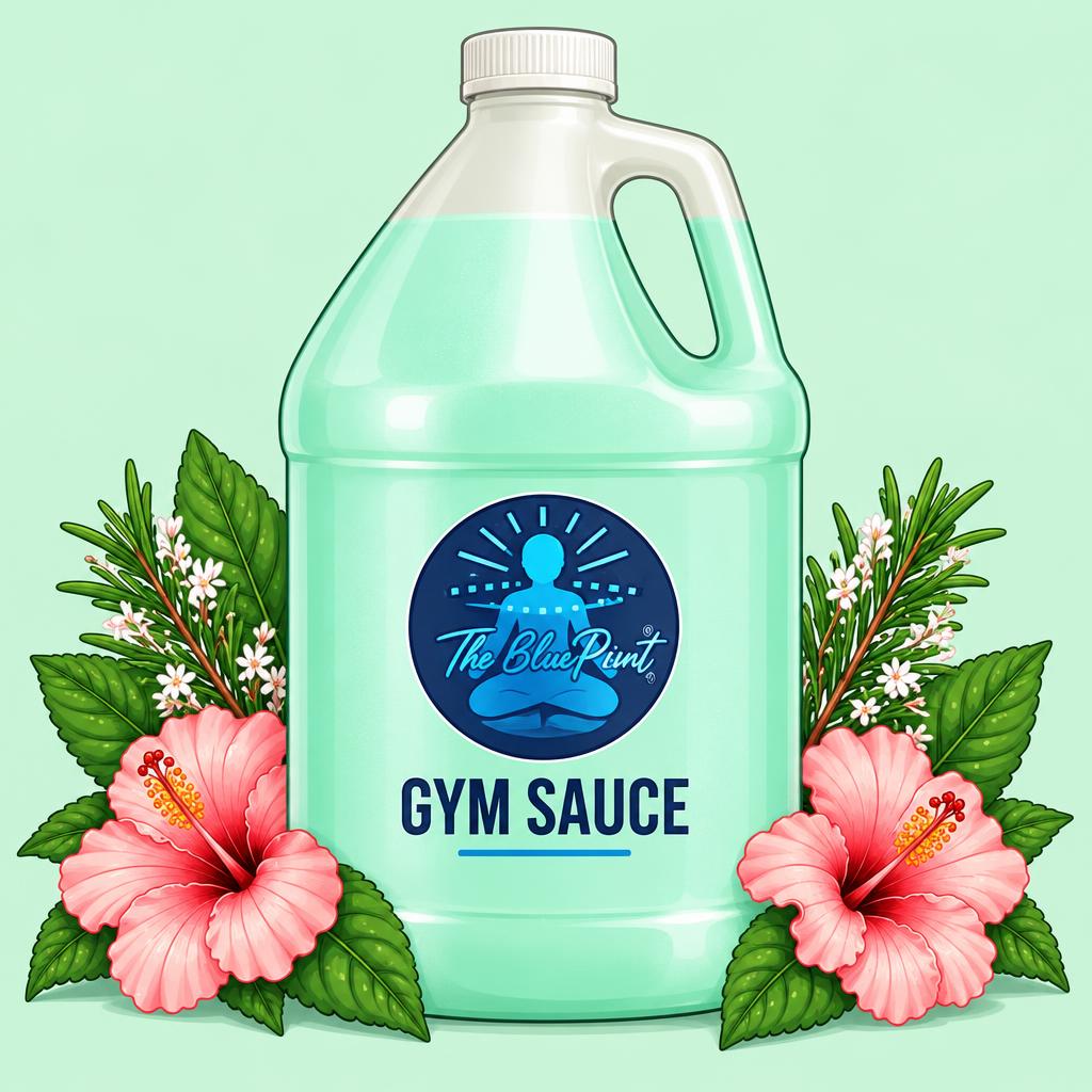 Gym Sauce 128oz Gallon Jar — cartoon recreation of the website artwork.