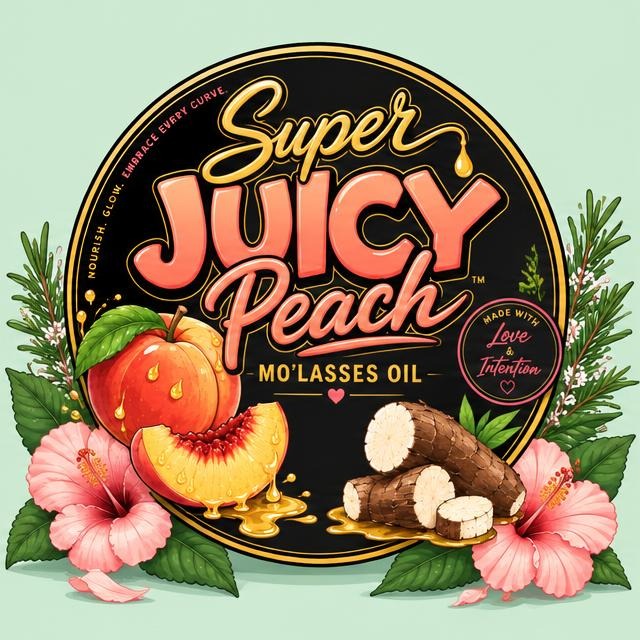 Super Juicy Peach Mo'Lasses — cartoon recreation of the website artwork.